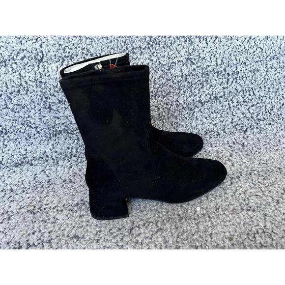 GENTLE SOULS By Kenneth Cole Elbert Women\'s Suede Block Heel Boots Black SZ 7.5M